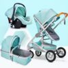 Multifunctional 3 in 1 Baby Stroller High Landscape Stroller Folding Carriage Gold Strollers Newborn Stroller