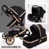 Multifunctional 3 in 1 Baby Stroller High Landscape Stroller Folding Carriage Gold Strollers Newborn Stroller